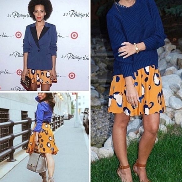 SALE! 3.1 Phillip Lim for Target Skirt Sz 14 Midi Orange Gold Blue Animal Print - Picture 3 of 16